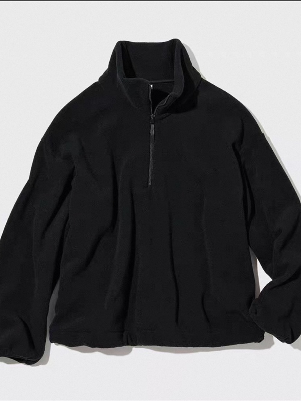 Uniqlo Women’s Black Half-Zip Quarter-Zip Fleece Jacket Adjustable Hem US XL